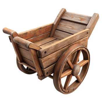 extraordinary rustic Old Wooden Wheelbarrow Rustic Handles Isolated professional png