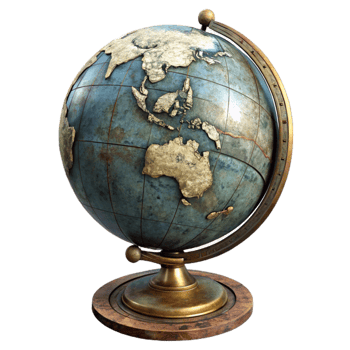 dramatic abstract Old World Globe Detailed Cartography Cutout premium png