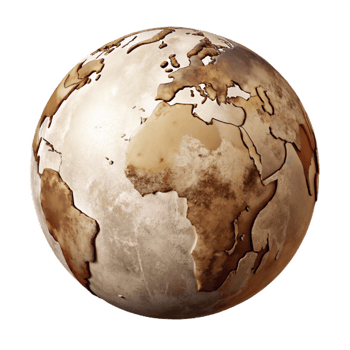 beautiful modern Old World Map Sepia Tone premium png