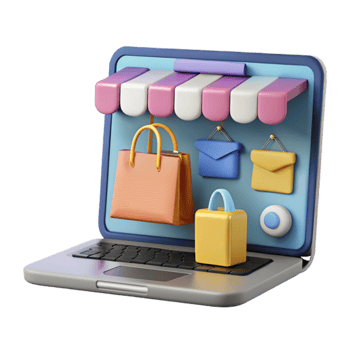 beautiful classic Online Shopping Website on Laptop Screen Isolated premium png