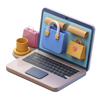 elegant modern Online Shopping Website on Laptop Screen Isolated professional png