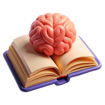 serene traditional Open Book with Brain Symbol Isolated Element authentic png