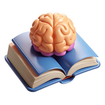 vibrant creative Open Book with Brain Symbol Isolated Element high resolution png