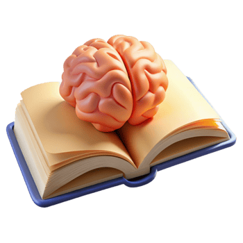 vibrant rustic Open Book with Brain Symbol Isolated Element high quality png