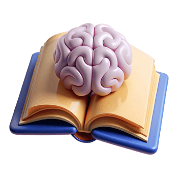 vibrant abstract Open Book with Brain Symbol Isolated Element professional png