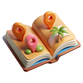 serene traditional Open Book with Travel Destinations Transparent Cutout authentic png