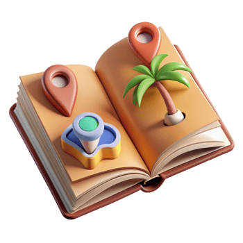 elegant traditional Open Book with Travel Destinations Transparent Cutout authentic png