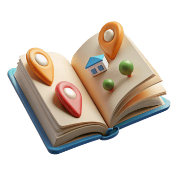 impressive classic Open Book with Travel Destinations Transparent Cutout exclusive png