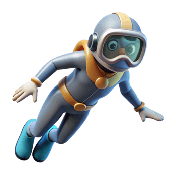 impressive abstract Open Water Diver Ascending Element png