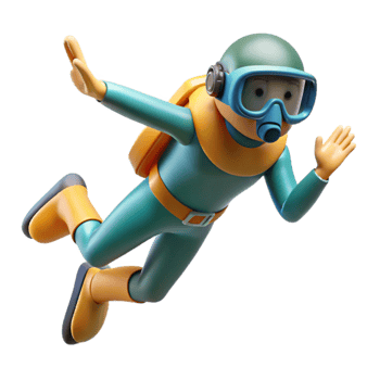 beautiful minimalist Open Water Diver Ascending Element png