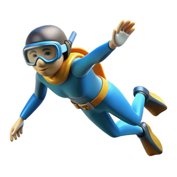 serene classic Open Water Diver Descending Slowly Transparent Background detailed png