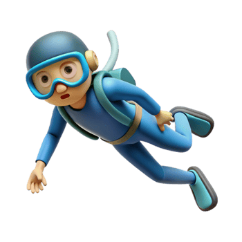 elegant contemporary Open Water Diver Floating Peacefully Cutout genuine png