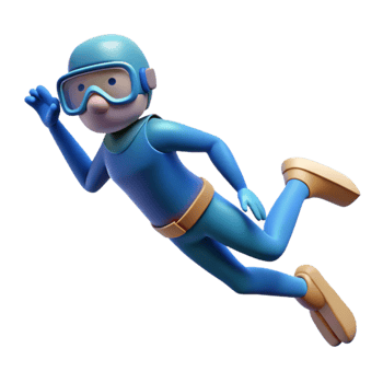 vibrant modern Open Water Diver Floating Peacefully Cutout high quality png