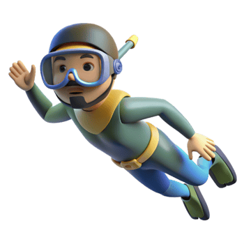 serene contemporary Open Water Diver Floating Peacefully Cutout original png