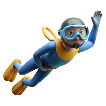 impressive traditional Open Water Diver Floating Peacefully Cutout premium png