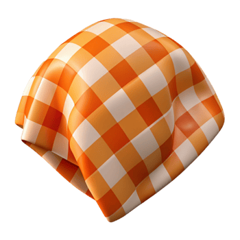 serene minimalist Orange Gingham Fabric Swatch Transparent Element png