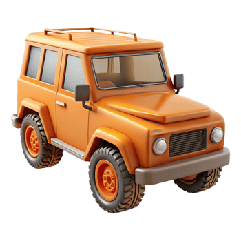 impressive classic Orange Off Road Vehicle Side View Isolated high resolution png