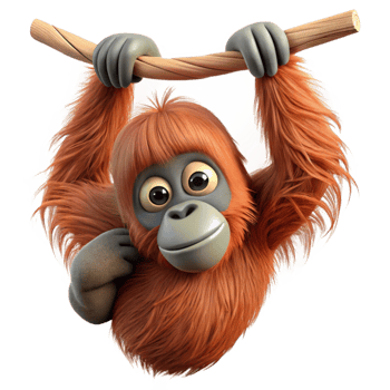 wonderful classic Orangutan Hanging From Branch Cutout Isolated high quality png