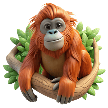vibrant classic Orangutan in Treetop Transparent Background exclusive png