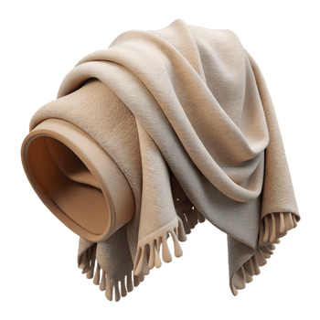 elegant rustic Organic Cotton Blanket Beige Transparent Background png