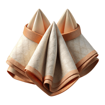 serene minimalist Organic Cotton Napkins Set White Transparent Background png