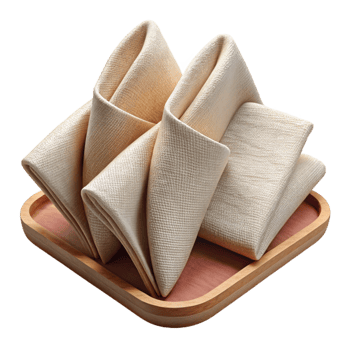 beautiful rustic Organic Cotton Napkins Set White Transparent Background genuine png
