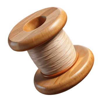 serene vintage Organic Cotton Thread Spool Wooden Transparent Background exclusive png
