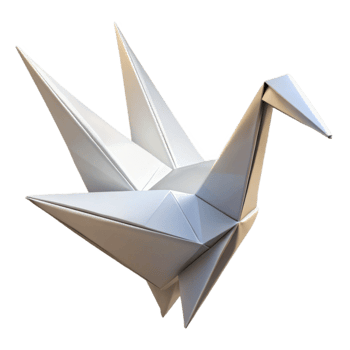 vibrant traditional Origami Crane White Isolated on Transparent Background png