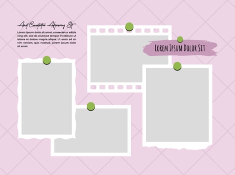 Moodboard Picture Photo frame collage modern concept template vector