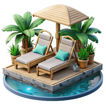 impressive rustic Outdoor Lounge Chairs Poolside Setting Isolated Cutout genuine png