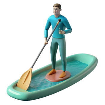 stunning modern Paddle Boarder Turquoise Water Calm Surface Transparent Background Cutout premium png