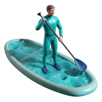 magnificent artistic Paddle Boarder Turquoise Water Calm Surface Transparent Background Cutout original png
