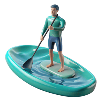 impressive abstract Paddle Boarder Turquoise Water Calm Surface Transparent Background Cutout exclusive png