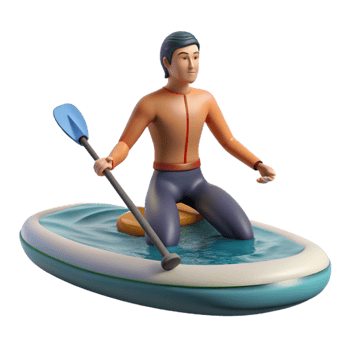 stunning vintage Paddle Boarder Yoga Pose Calm Water Transparent Background professional png