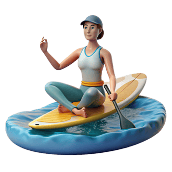 magnificent minimalist Paddle Boarder Yoga Pose Calm Water Transparent Background original png