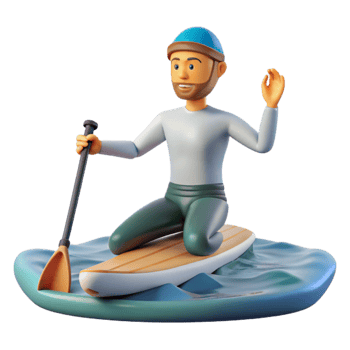 wonderful vintage Paddle Boarder Yoga Pose Calm Water Transparent Background professional png