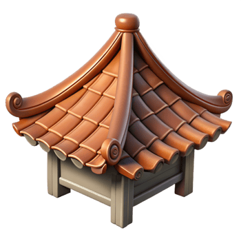 impressive minimalist Pagoda Roof Detail Curved Tiles Transparent Background png