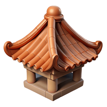 serene rustic Pagoda Roof Detail Curved Tiles Transparent Background detailed png