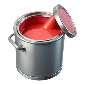 beautiful classic Paint Can Open with Red Paint Isolated Cutout png
