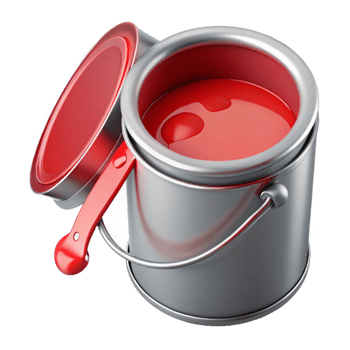 elegant vintage Paint Can Open with Red Paint Isolated Cutout genuine png
