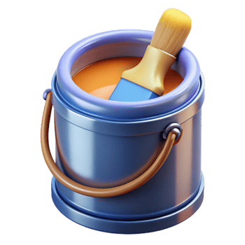 magnificent abstract Paint Can with Brush Isolated on Transparent Background detailed png