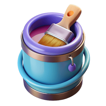 dramatic abstract Paint Can with Brush Isolated on Transparent Background authentic png