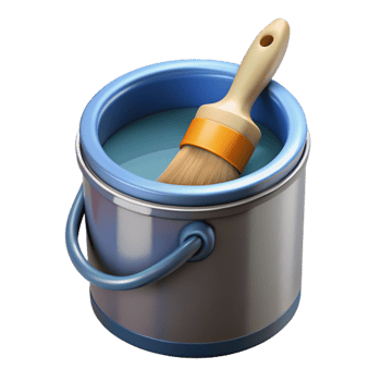 serene artistic Paint Can with Brush Isolated on Transparent Background original png