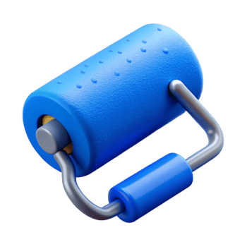 beautiful modern Paint Roller Loaded with Blue Paint Isolated Cutout exclusive png