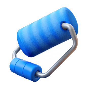 elegant traditional Paint Roller Loaded with Blue Paint Isolated Cutout professional png