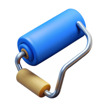 serene minimalist Paint Roller with Blue Paint Cutout genuine png