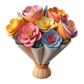 magnificent rustic Paper Flowers Bouquet Colorful Cutout Element genuine png