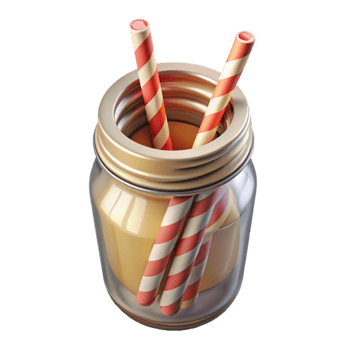 extraordinary traditional Paper Straws in a Glass Jar Top View Cutout premium png