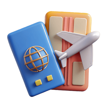 dramatic creative Passport and Airplane Ticket Cutout with Soft Shadows original png