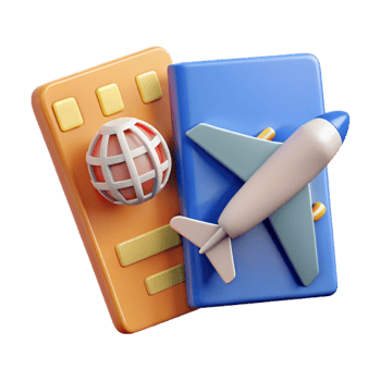 beautiful classic Passport and Airplane Ticket Cutout with Soft Shadows original png